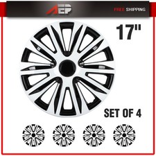 17 Set Of 4 Snap On Full Wheel Covers Hub Caps Black Silver Fit R17 Tire Rim 17 Set Of 4 Snap On Full Wheel Covers Hub Caps Black Silver Fit R17 Tire Rim