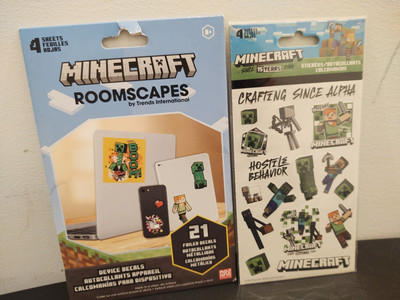 Minecraft Two Packs: 4 Sheets Each Stickers Since 2009 15 Years Roomscapes