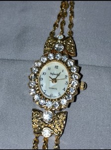 Authentic Gold Plated Infinity Watch, Rhinestones On Case