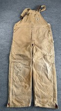 Carhartt Insulated Bib Overalls Men s 42x32 Tan Duck Canvas Hunting Zippers