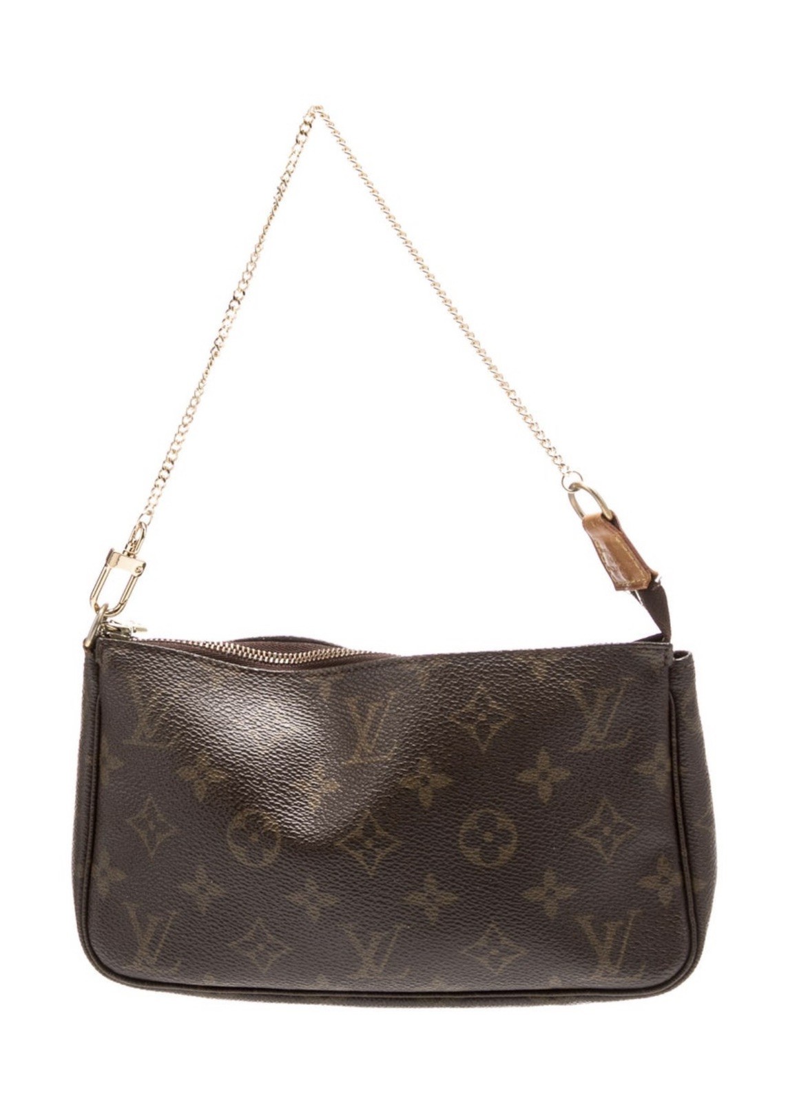 Louis Vuitton Monogram Pochette Accessoires Leather Fabric Brown Handbag