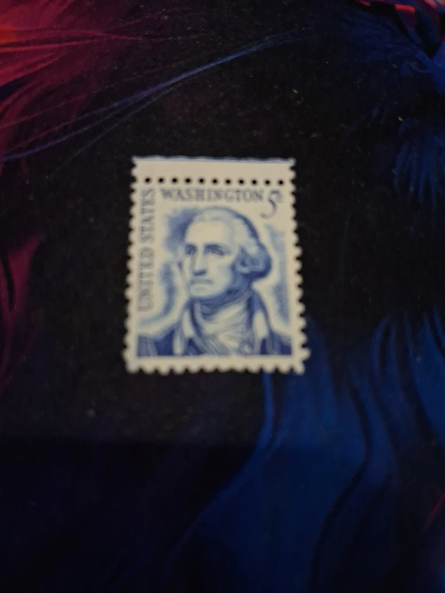 5¢ U.S. POSTAGE ジョージ・ワシントン 使用済み切手 1967 George Washington Five Cent Blue United States Postage Stamp