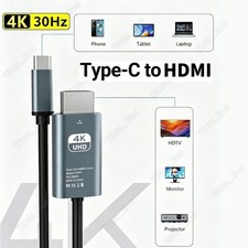 For iPhone Air Duo 18 17 16 15 USB C to HDMI Cable 4K 30Hz Type C Mirroring Cord