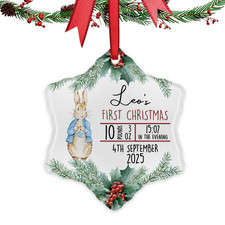 Image of Personalised Baby's First Christmas Bauble For Baby Boy Girl Tree Ornaments Gift