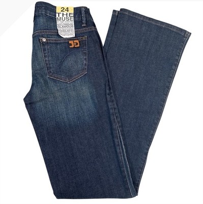 Joes Jeans The Muse High Waist Flare Denim W24 Dark Wash Office Casual Retro
