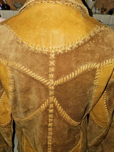 70's Hand~Made Leather Patchwork Rockn' Roll Jacket Vintage Hippie Boho 36"- 38" image 13