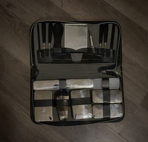 Vintage Mens Travel Kit Black Leather Complete Set