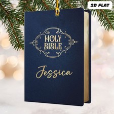 Custom Holy Bible Book Christmas Ornament, Jesus Christian Ornament 2D Flat Gift