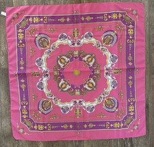 Women's Scarf Glentex Italy Pink Purple Gold 30" Sq Polyester