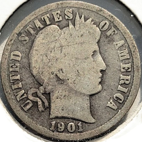 1901-P Barber Dime 10c Good  G+ * Original Surfaces * 1901P #1