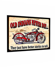 Indian Motorcyce "Old Indians Never Die" Stickers Sign Vintage Replica 4 Sizes.