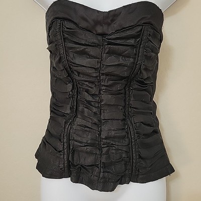 Love Culture Black Zip Up Ruched Corset Bustier Size Small Fairygoth Festival