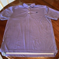 Turtleson Golf Polo Shirt Mens Large Plaid Geometric Performance Stretch Purple