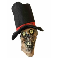 2007 Mario Chiodo Studios Adult Skeleton Mask W/ Long Gray Hair With Top Hat