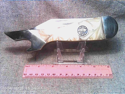 Jumbo Lady's Leg Display Knife 8'' Limited Edition Imitation Pearl Dual Blades