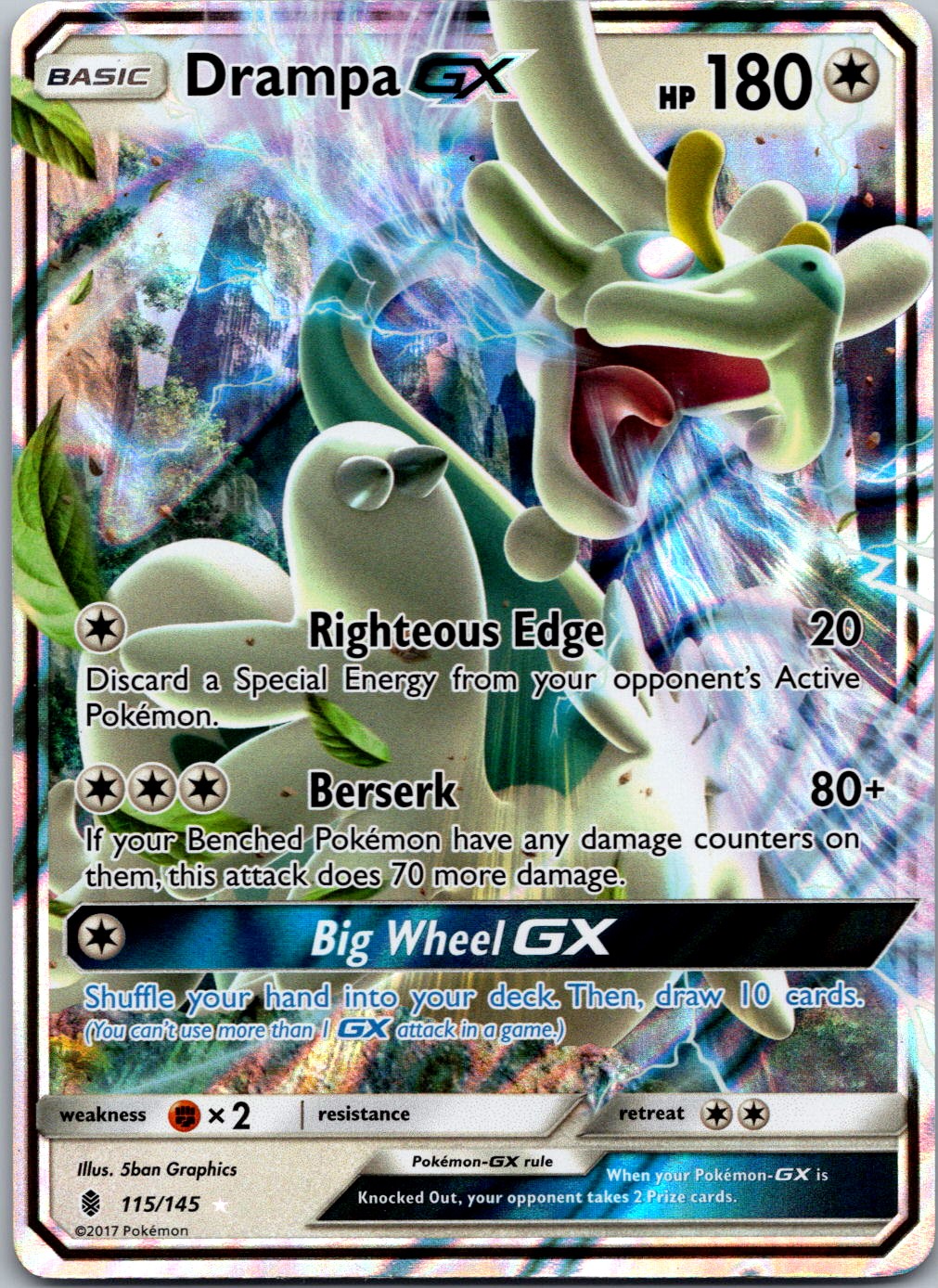 Drampa GX #115/145 Ultra Rare Holo SM - Guardians Rising Pokemon NM