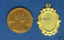 25pc Raw Brass Victorian Cameo Setting Charms 6324