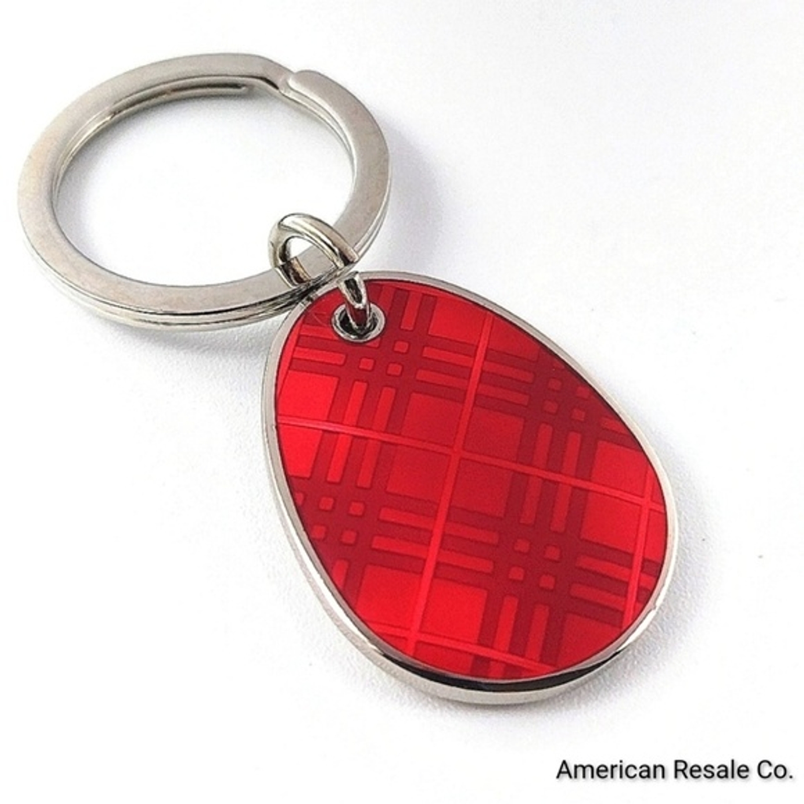 BURBERRY Vintage Nova Check Oval Teardrop keychain fob charm in Red ...