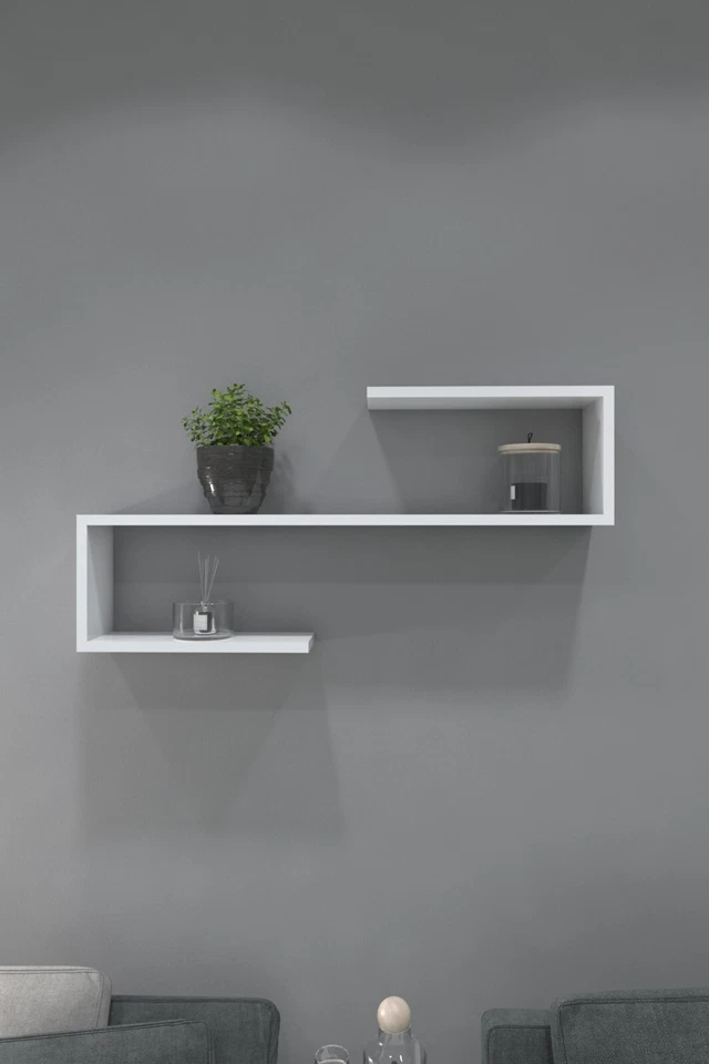 Prateleira de parede flutuante moderna retangular laminada madeira dura Ulgen - Imagem 2 de 4