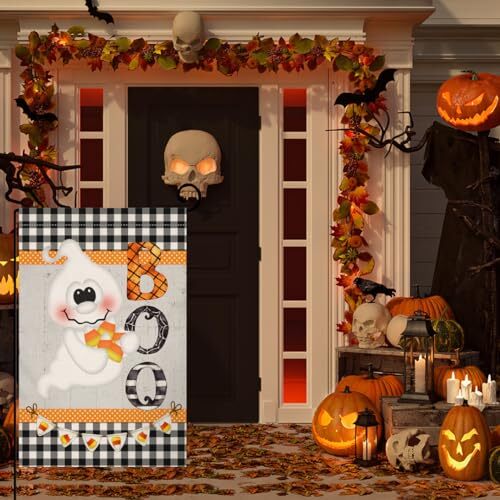 Halloween Ghost Boo Garden Flag 12x18 Double Sided for Outside, Fall Autumn - Bild 4 von 6