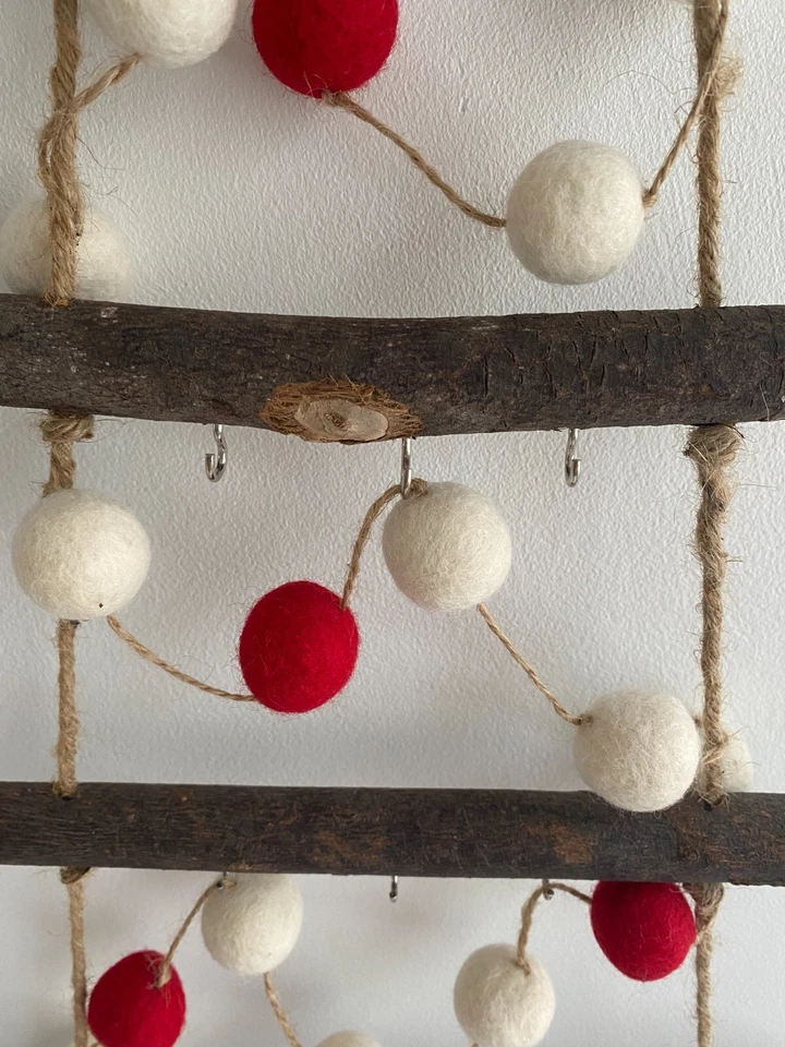Rustic Wooden Wall Hanging Twig Christmas Tree with Hooks - Image 2 of 4