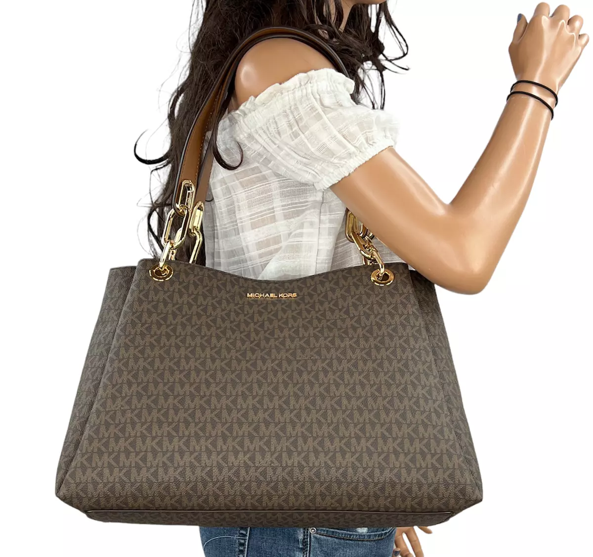 Michael Kors Jet Set Travel Large East West Tote Laptop Bag Vanilla Mk -  Walmart.com