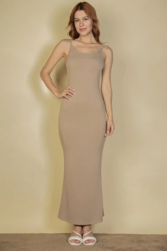 Ribbed Mermaid Hem Camisole Maxi Dress - Elegant Soft Stretch Knit - Picture 24 of 31