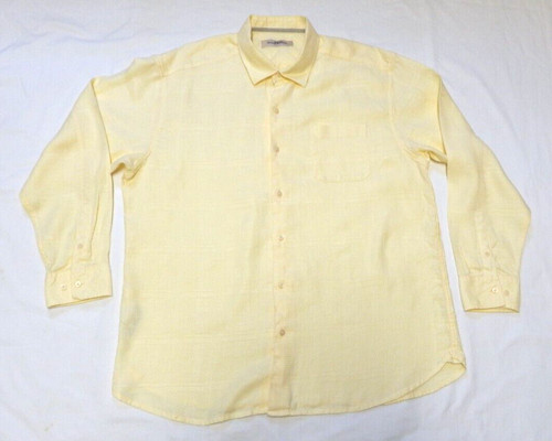 Tommy Bahama Men's Shirt Linen Yellow Button Up Long Sleeve XLX/ TGT