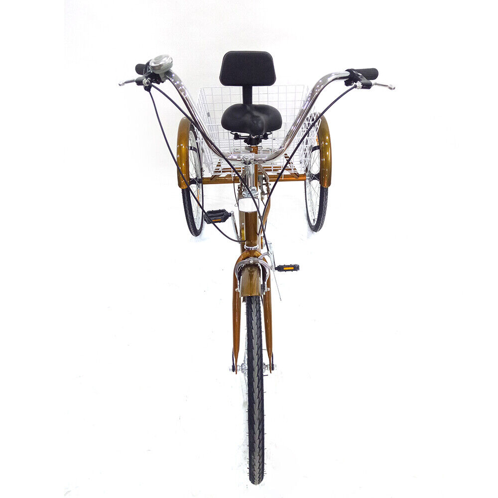 24 Dreirad Für Erwachsene Senioren 6 Gang 3-Räd-Fahrrad mit Rückenlehne Korb