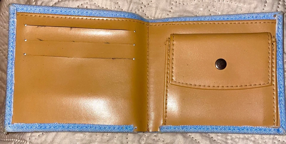 Carteira jeans vintage bordada com flores de tulipa tem porta-moedas de pressão fofa! - Imagem 3 de 4