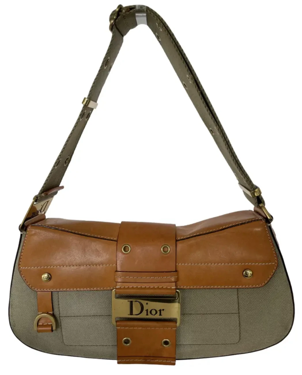 SAC DIOR GALLIANO STREET CHIC COLUMBUS S/S 2002 VINTAGE Y2K CUIR MARRON KAKI