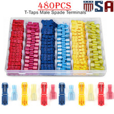 480Pcs 22-10 AWG Insulated T-Tap Quick Splice Combo Wire Terminal Connectors Kit