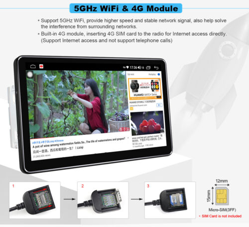 6+128GB Single Din Autoradio Android Autoradio mit 10.5 '' Touchscreen 1280*720P - Bild 7 von 10