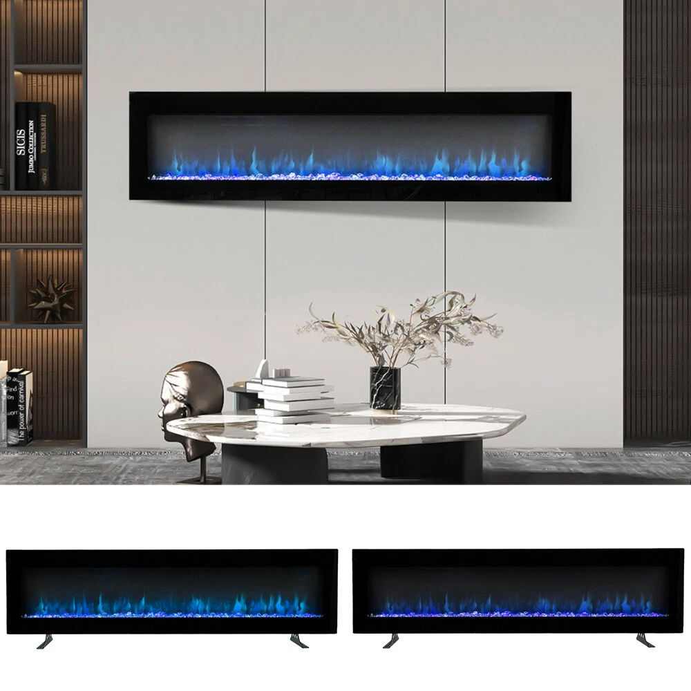 40inch Electric Wall Mount Freestand LED Fireplace 9 Color Wall Inset Into Fire