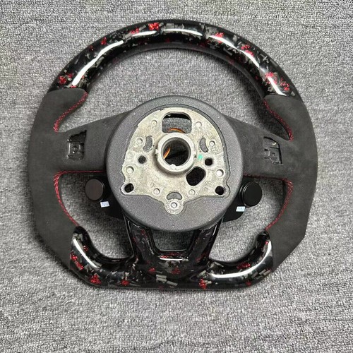 Volante de fibra de carbono forjado rojo para Audi B9 A3 A5 RS3 RS4 RS5 S3 S4 S5 - Imagen 7 de 9