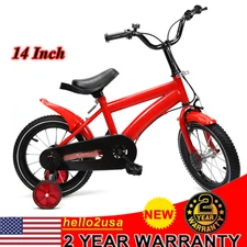 14 Inch Kids Bike Children Boys Girls Bicycle Bike Red with Training Wheels