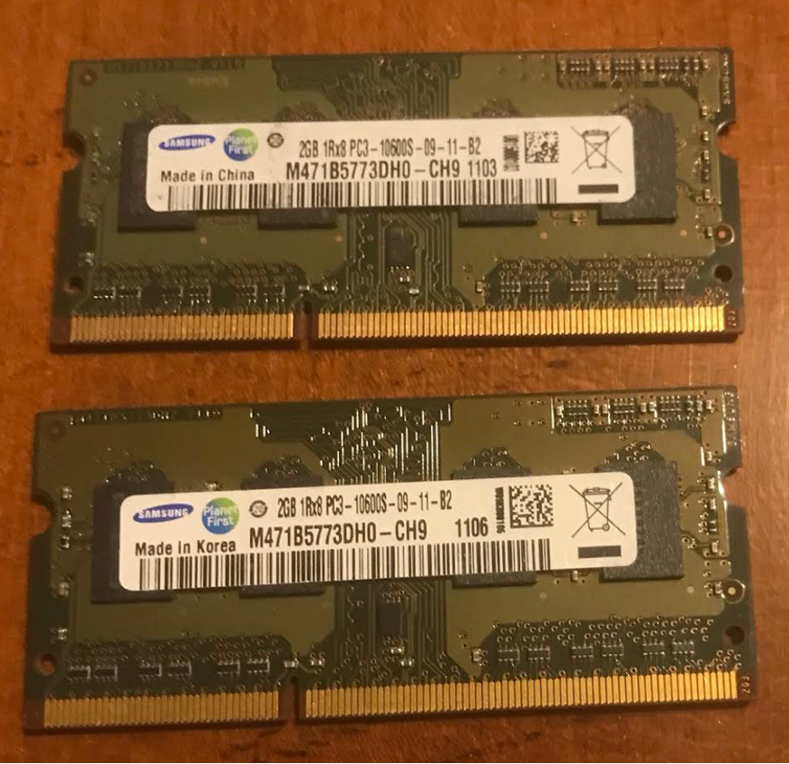 Samsung 4GB (2x2GB) 1Rx8 PC3-10600S DDR3-1333MHz Memory RAM