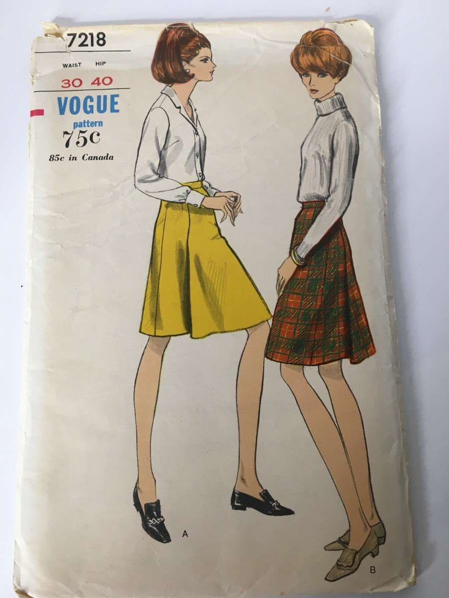 Vogue Sewing Pattern 7218 Misses Skirt Styles A-Line 60s Modest