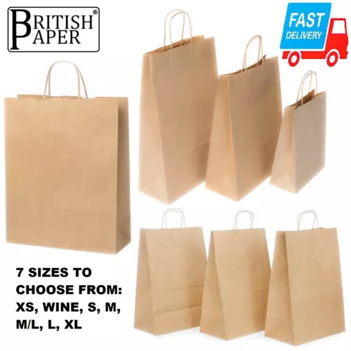brown paper bags with handles small large 100 50 25 for party gift sweet carrier image 25