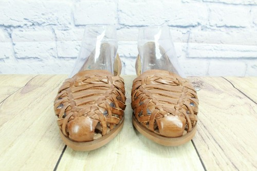 Vintage Naturalizer Huarache Women's Brown Leather Boho Beach Sandals Sz 7 Wide - Picture 4 of 9