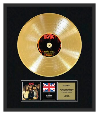 AC/DC - CD Gold Disc LP Vinyl Record Display - HIGHWAY TO HELL