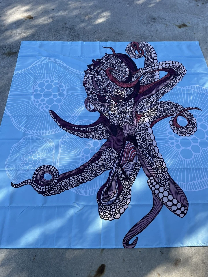 "Cortina de ducha Valentino Ramos Octopus Bloom Deny Designs azul 71x74"" NUEVA" Foto 4 de 4