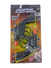 2pc 8-Ring Shot Cap Revolver Guns Police Detective Pretend Play Kids Boys