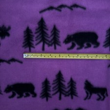 60” Wide By 24” Long Moose, Bear & Trees Print Fleece. New