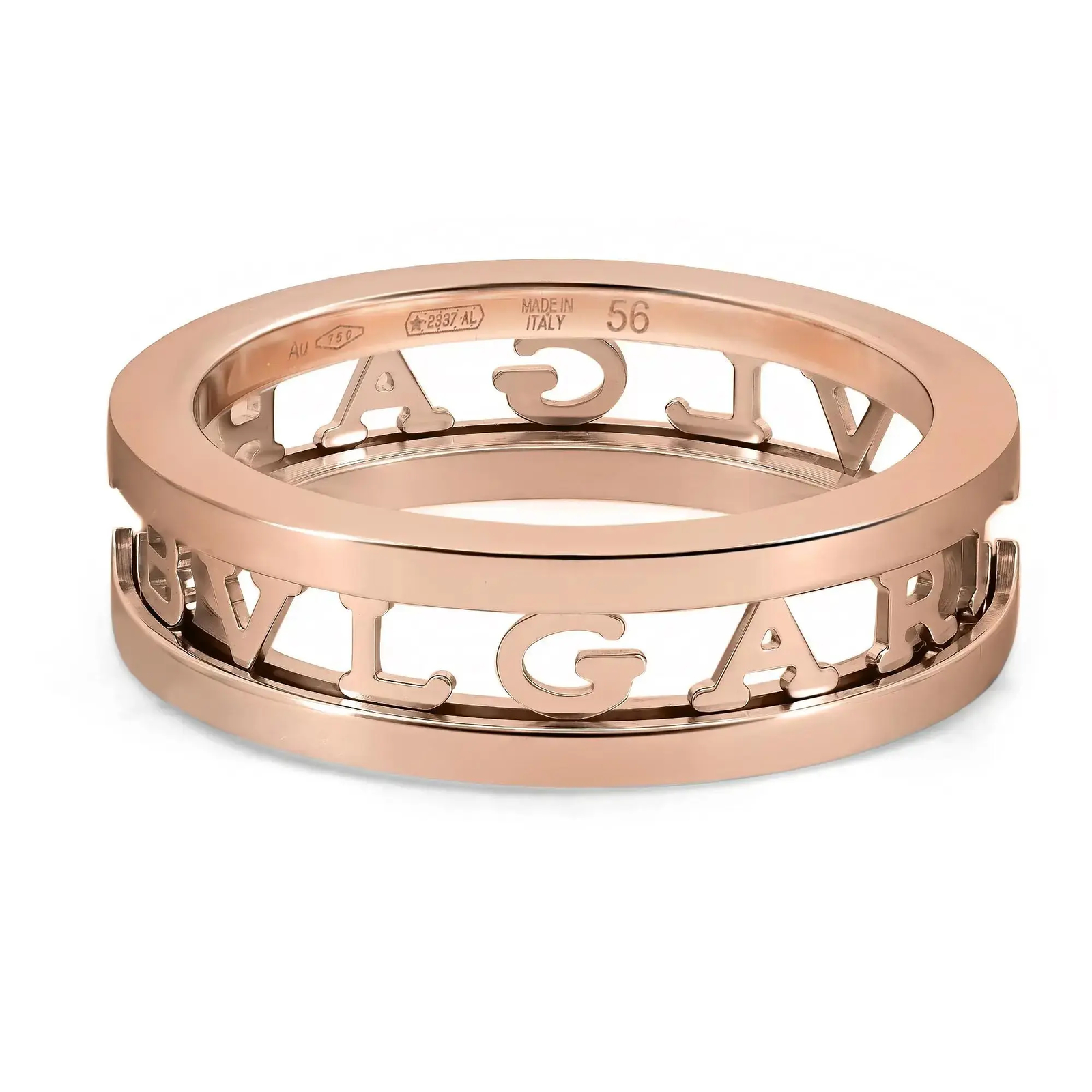 Bvlgari B.Zero1 Openwork Logo Spiral One Band Ring 18K Rose Gold