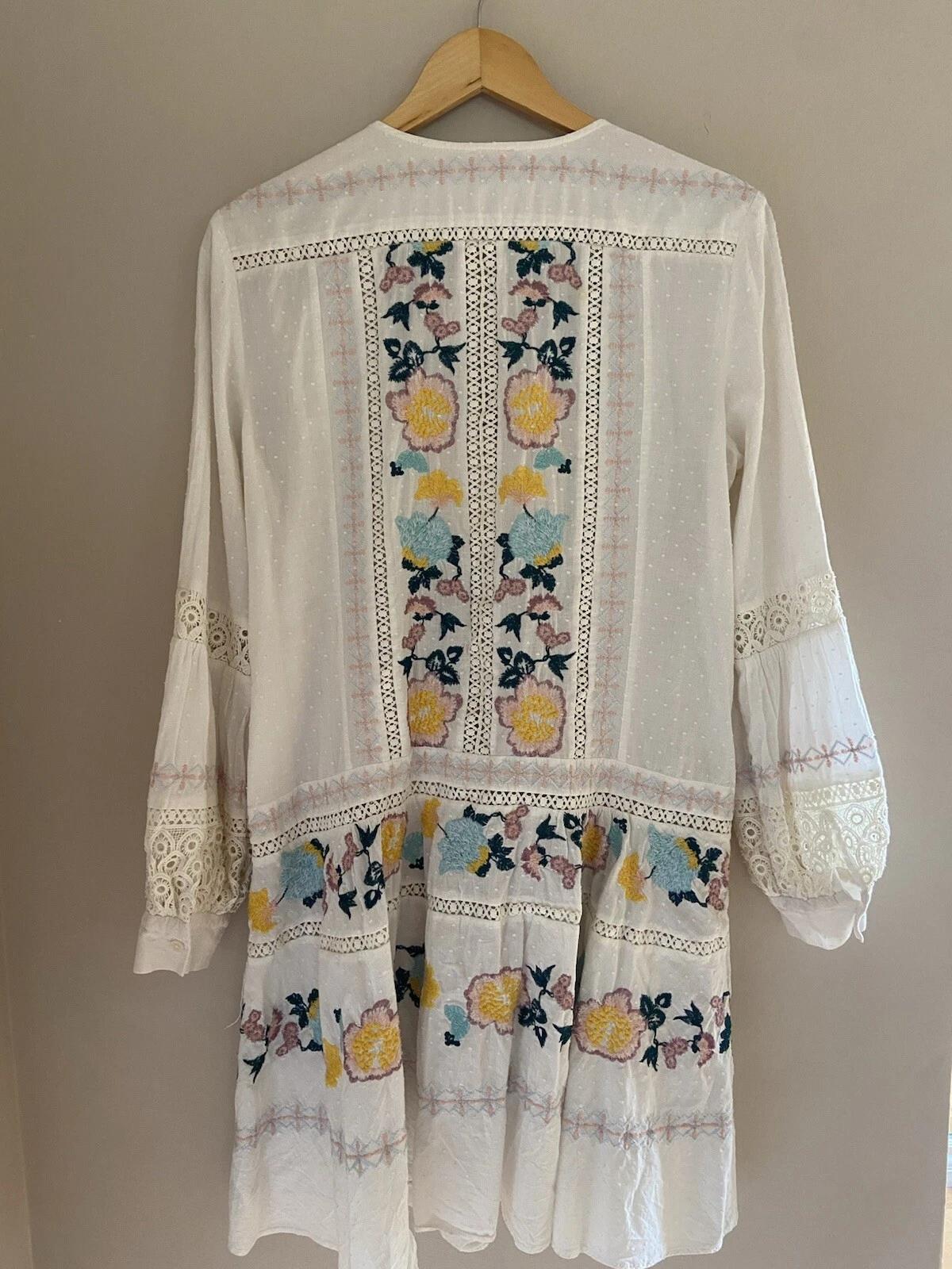 Tory Burch mini abito tunica hippie boho ricamato donna taglia large