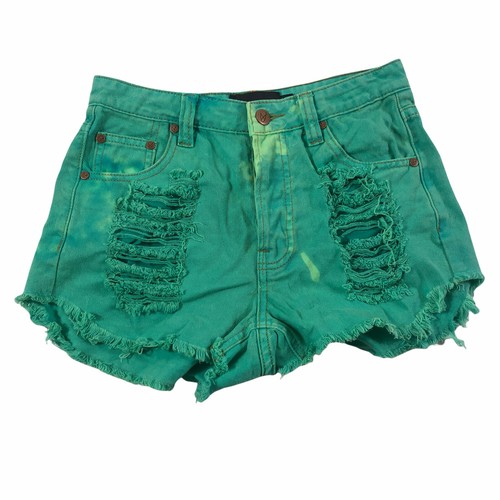 cortos de mezclilla verde rosa visón XXS W26 cortados verano rasgados | eBay