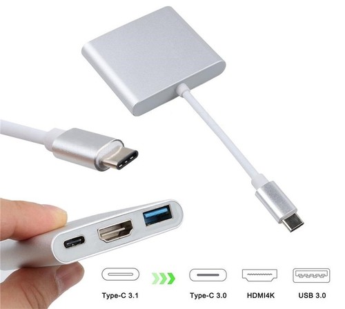 USB 3.1 TYPE-C to HDMI VGA USB3.0 Display Adapter For HP ENVY x360 Dell XPS 15 - Picture 2 of 16