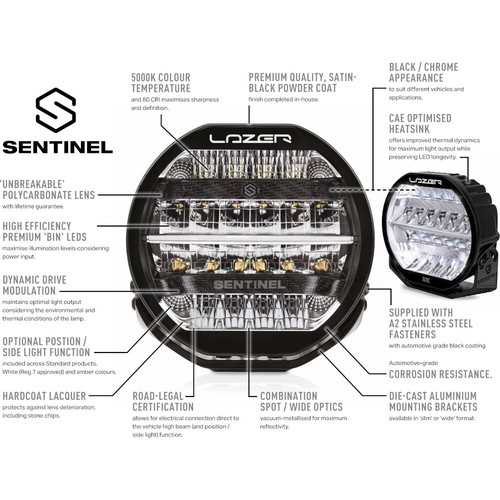 Lazer Sentinel Elite 7" LED Lamp with Position Light - Picture 5 of 8