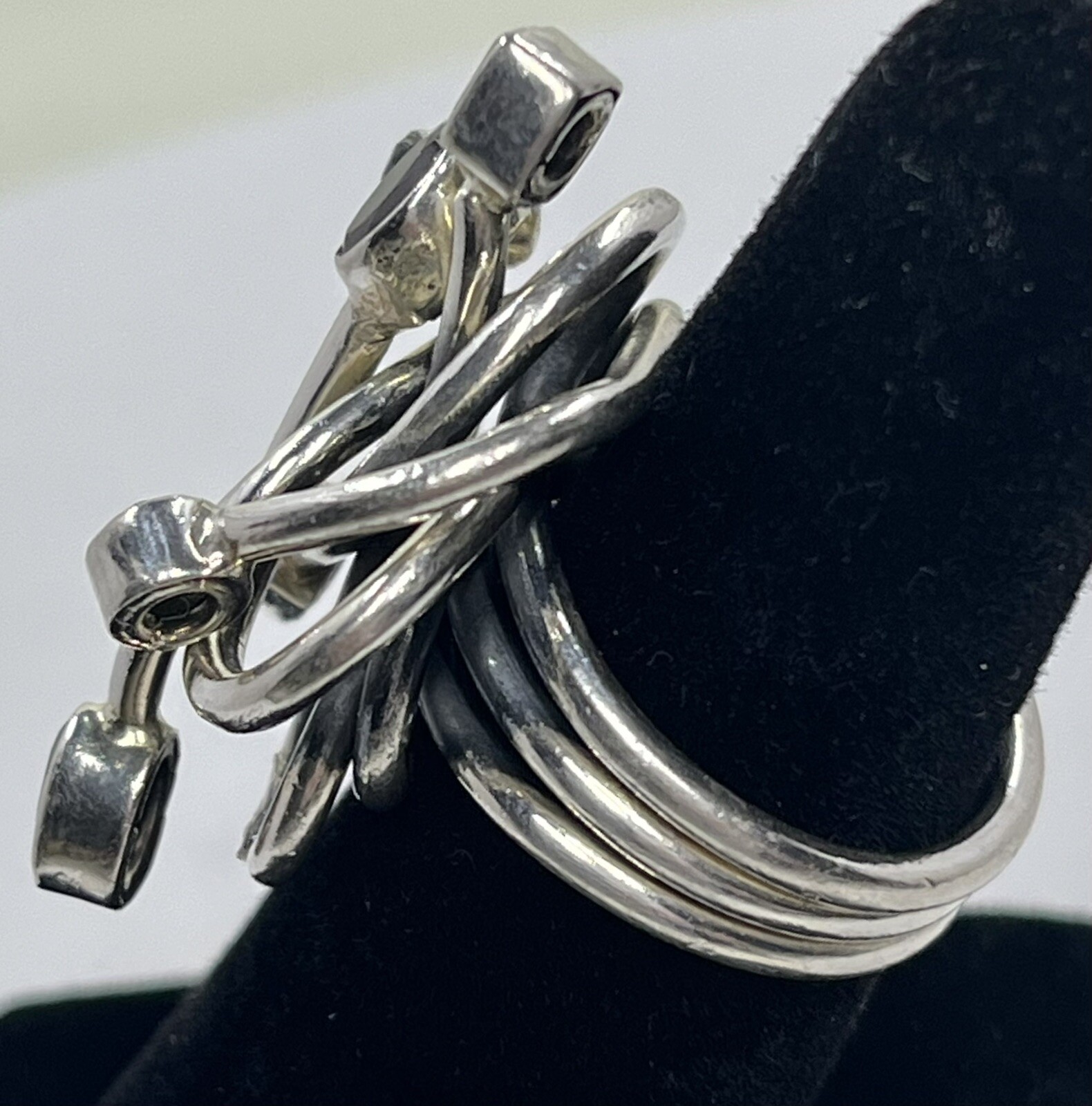 Substantial Artisan Multi Gemstone Unique Bendy S… - image 7